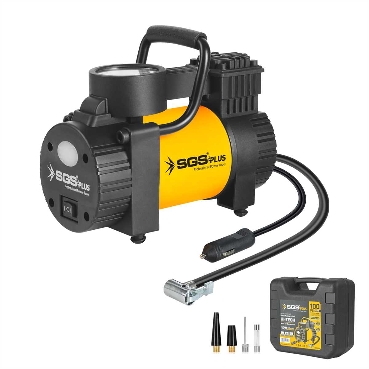 SGS5390 ARAÇ HAVA KOMPRESÖRÜ 12V 100 PSI (BASINÇ GÖSTERGELİ)